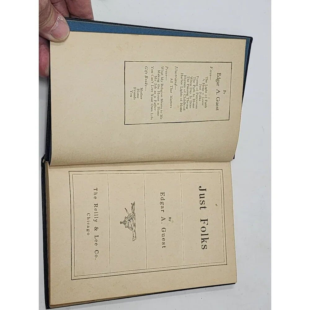 Vintage/Antique Just Folks Poetry Book By Edgar A Guest 1917 Reily & Britton Co.